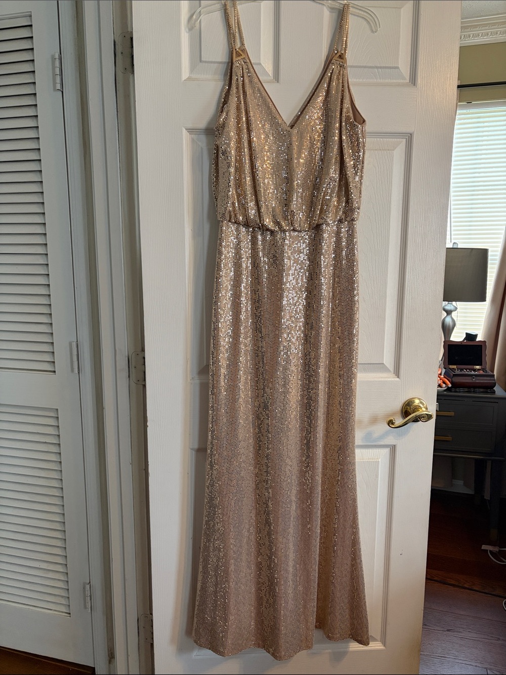 Calvin Klein Rose Gold Sequin Maxi Dress